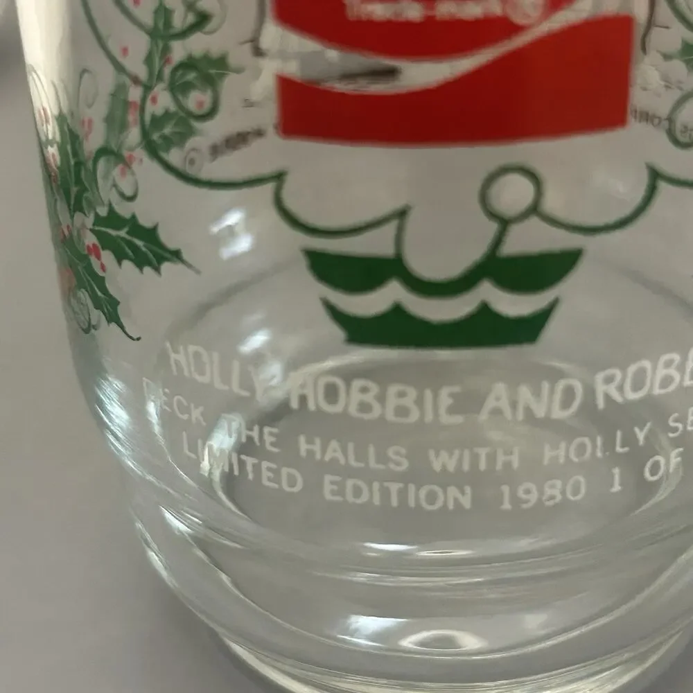 Vintage Holly Hobbie Coca-Cola Glasses Lot of 3 Christmas Tumblers READ